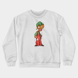 Dope Slluks character blockhead joker man posing illustration Crewneck Sweatshirt